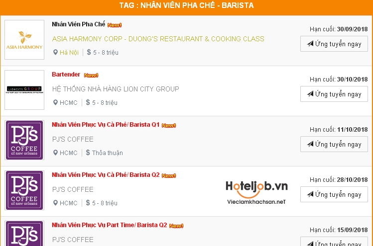 bartender/ barista xin việc ở đâu dễ nhất